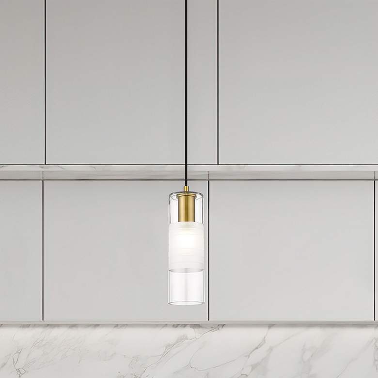 Image 1 Alton 4 3/4" Wide Modern Gold Cylinder Mini Pendant