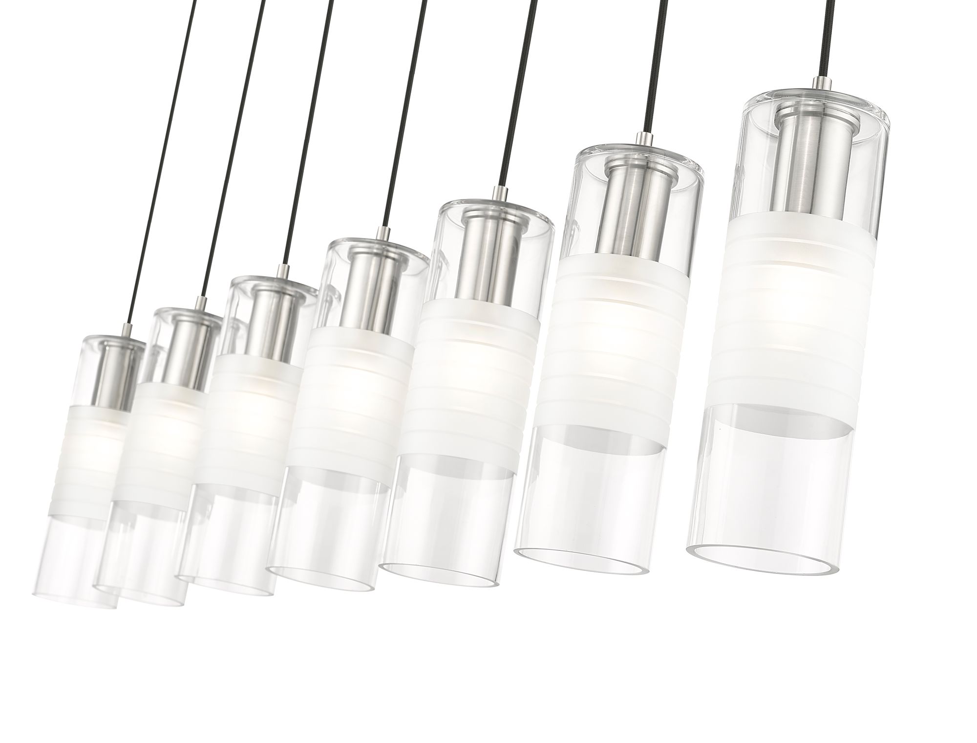 Alton 54" Wide Brushed Nickel 7-Light Linear Pendant in scene