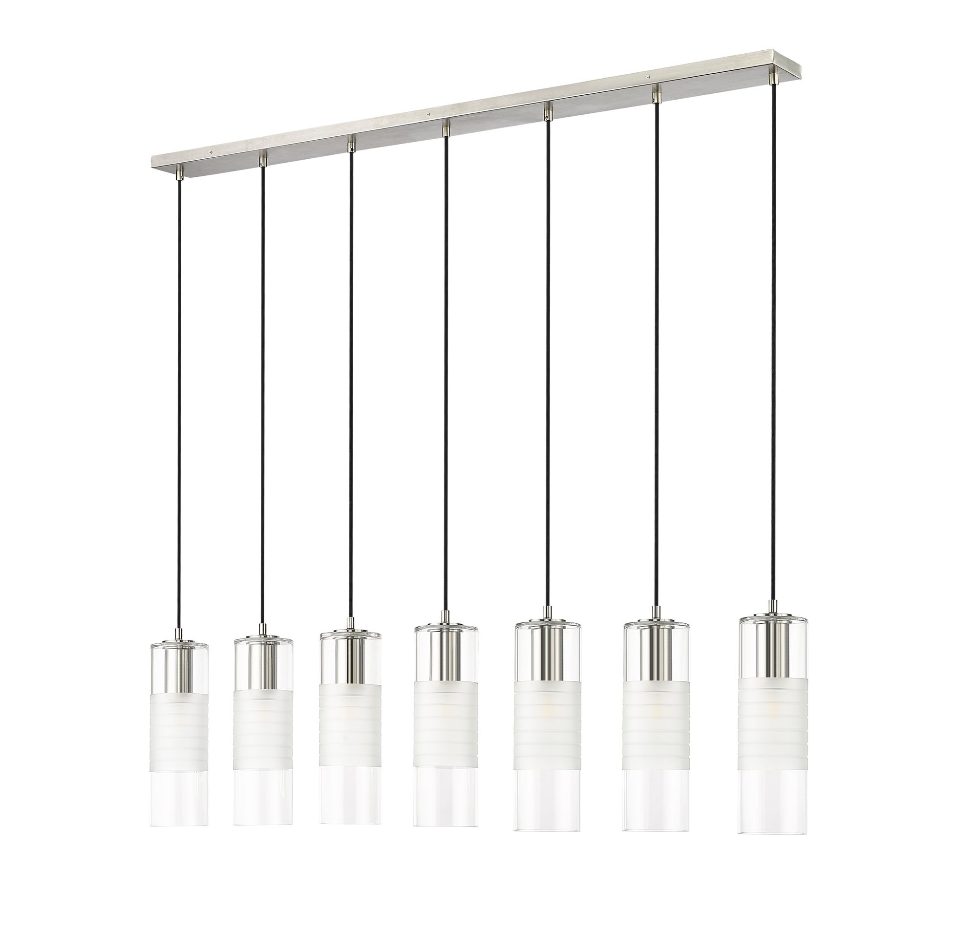 Alton 54" Wide Brushed Nickel 7-Light Linear Pendant in scene