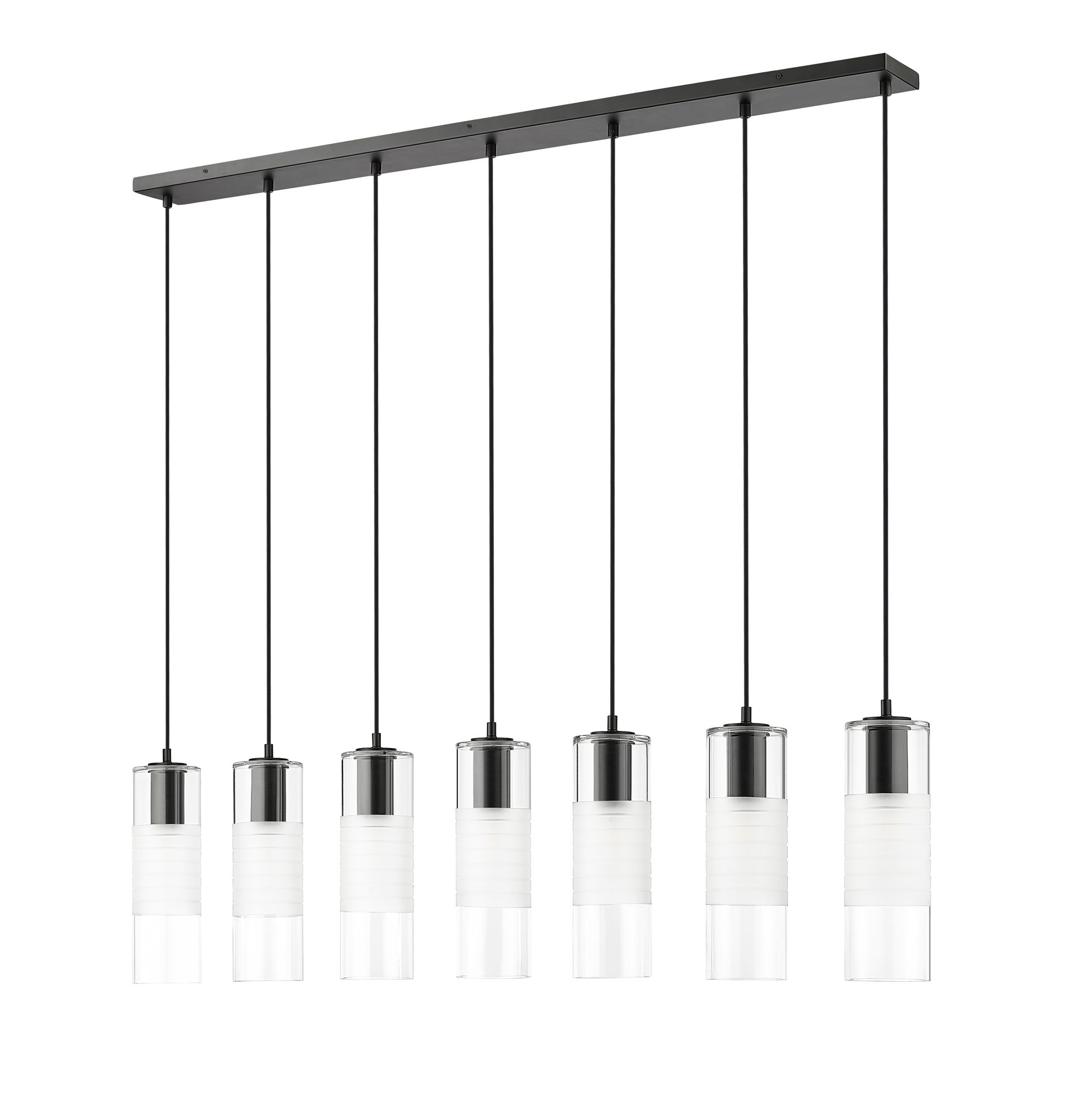 Alton 54" Wide Matte Black 7-Light Linear Pendant in scene