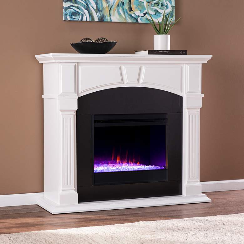 Image 1 Altonette 48 inch Wide White Black Electric Fireplace