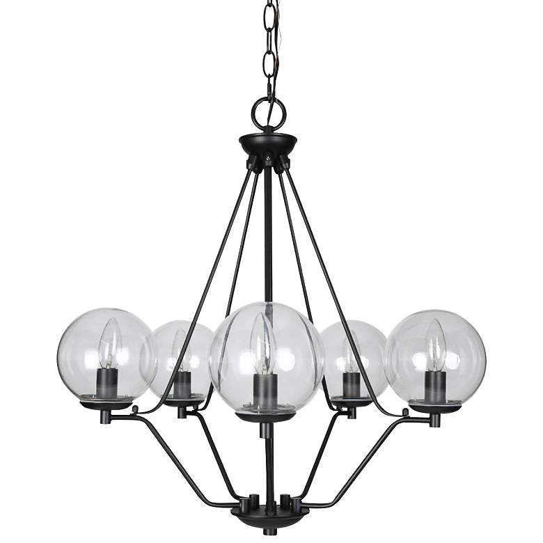 Image 1 Altris 22 1/2 inch Wide Black Metal 5-Light Candle Chandelier