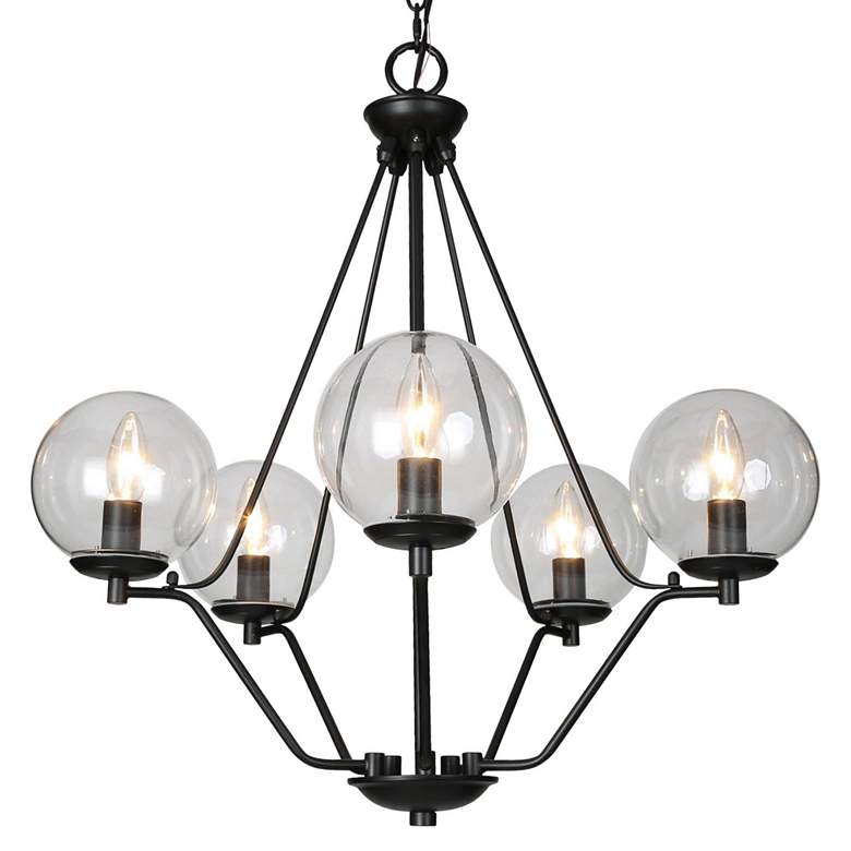 Image 5 Altris 22 1/2 inch Wide Black Metal 5-Light Candle Chandelier more views