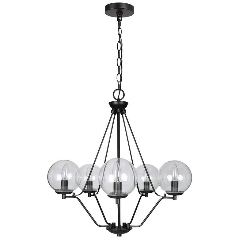 Image 6 Altris 22 1/2 inch Wide Black Metal 5-Light Candle Chandelier more views