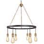 Altris 24.8" Wide Black And Gold 6-Light Wagon Wheel Chandelier