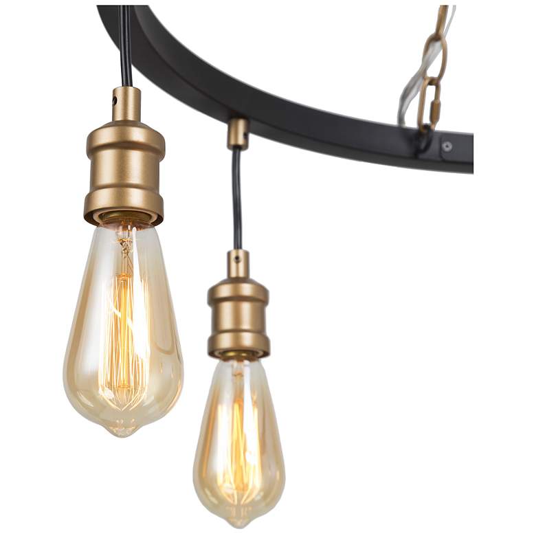 Image 5 Altris 24.8" Wide Black And Gold 6-Light Wagon Wheel Chandelier more views