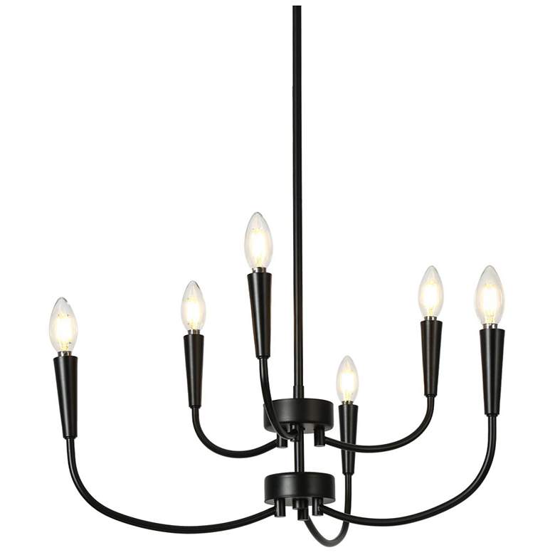 Image 1 Altris 24" Wide Black 6-Light Candle Chandelier