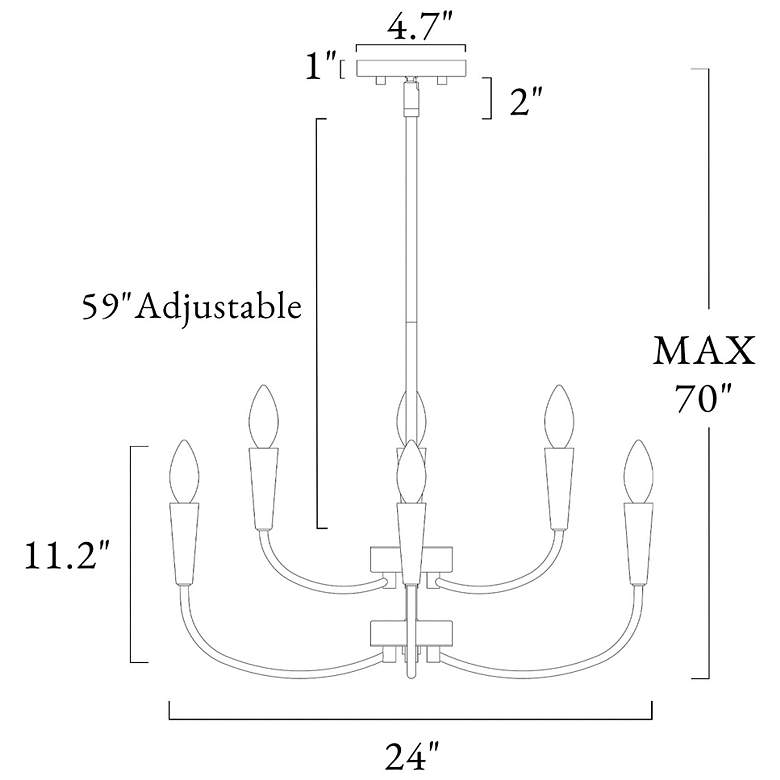 Image 5 Altris 24" Wide Black 6-Light Candle Chandelier more views