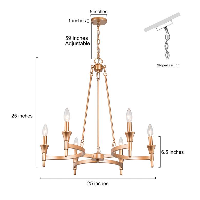 Image 7 Altris 25 inch Wide Gold 6-Light Chandelier more views