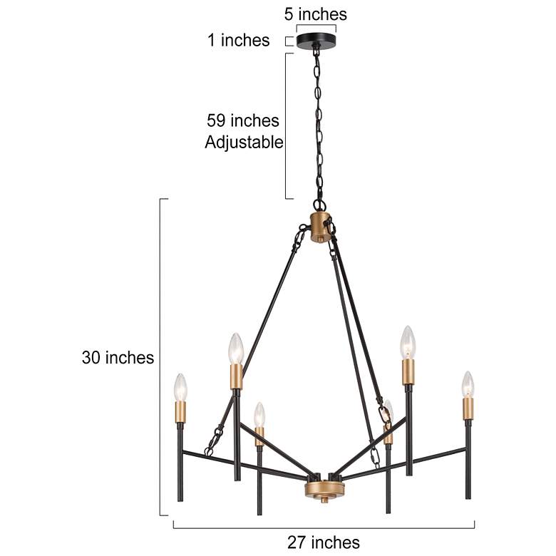 Image 7 Altris 27" Wide 6-Light Mixed Metal Black Gold Candelabra Chandelier more views
