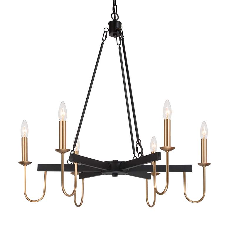 Image 2 Altris 28" Wide Black and Gold 6-Light Chandelier