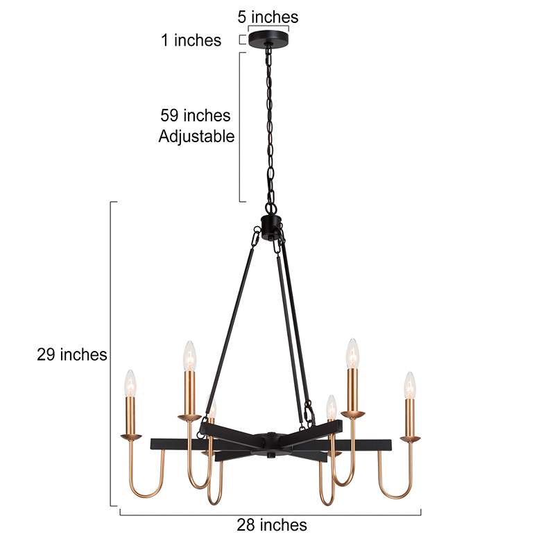 Image 7 Altris 28" Wide Black and Gold 6-Light Chandelier more views