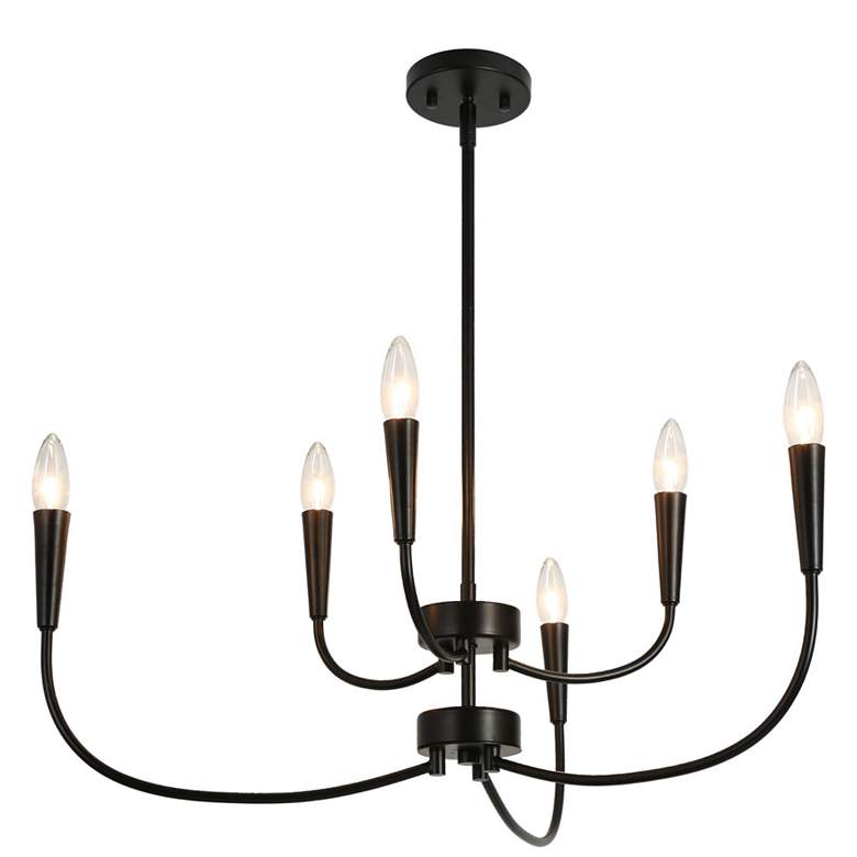 Image 1 Altris 30" Wide Black 6-Light Candle Chandelier