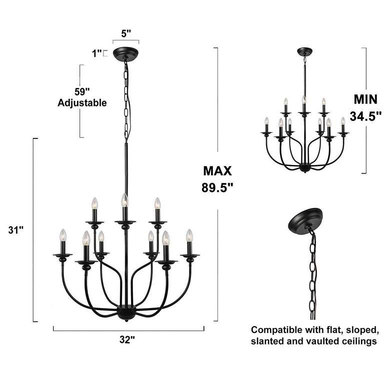 Image 5 Altris 30 inch Wide Black 9-Light 2-Tier Candle Chandelier more views