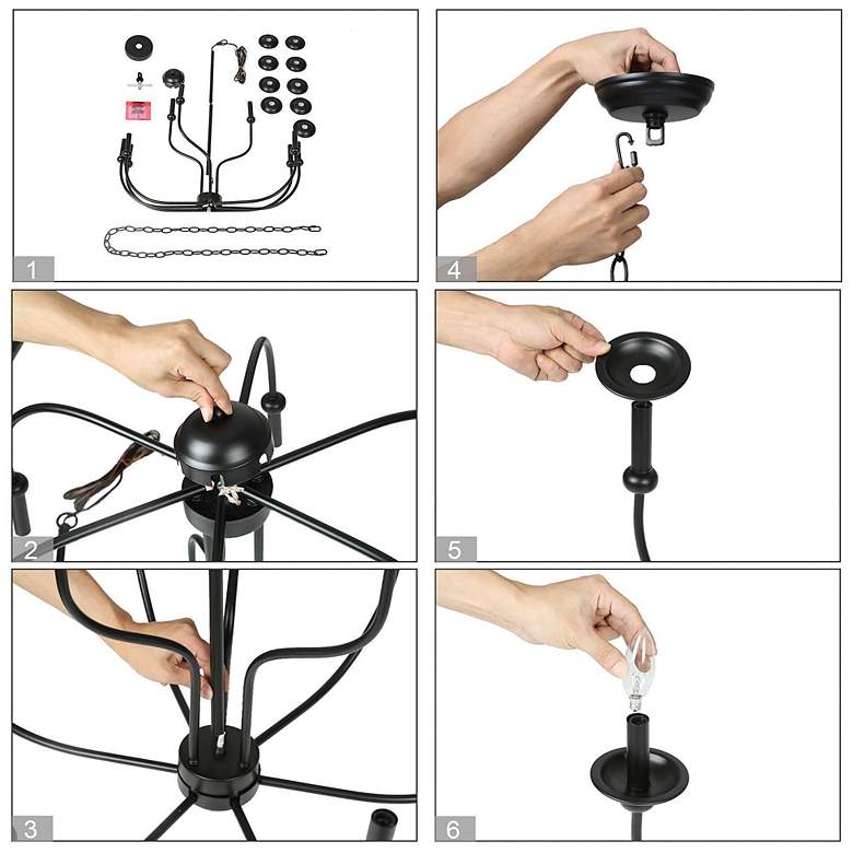 Image 6 Altris 30" Wide Black 9-Light 2-Tier Candle Chandelier more views