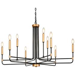 Altris 38.6" Wide Black Gold 9-Light Chandelier