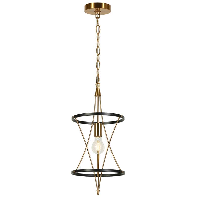 Image 1 Altris 9.4" Wide Black Gold 1-Light Pendant Light