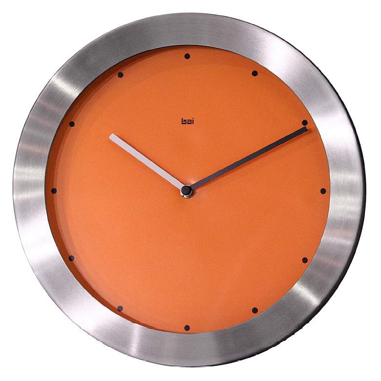 Image 1 Aluminum and Orange 11 inch Wide Wall Clock
