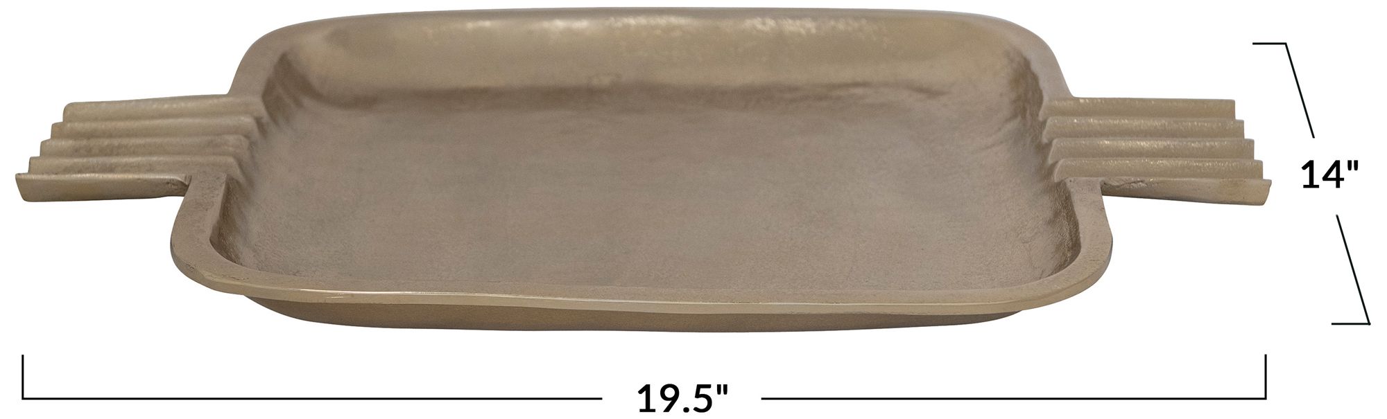 Image 2 Aluminum Tray with Fluted Handles, Gold Finish more views