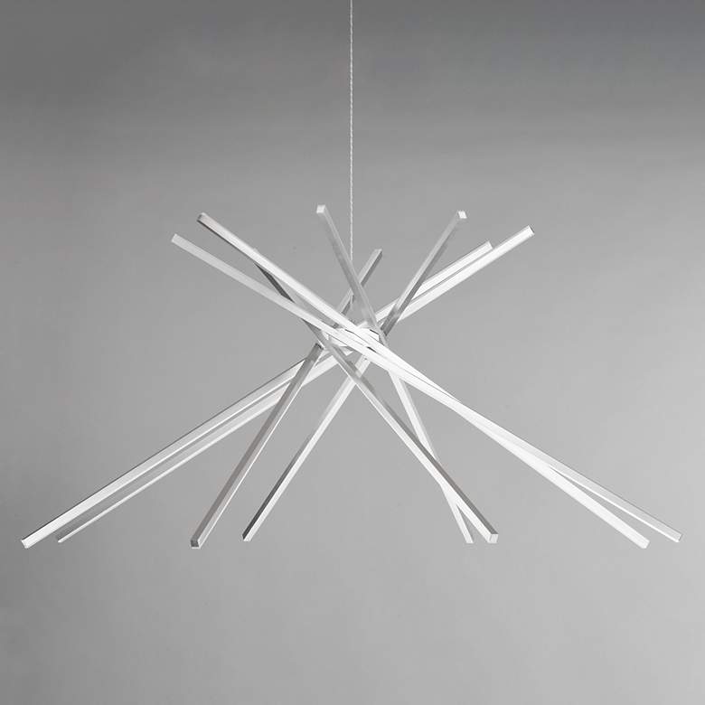 Image 1 Aluminux Aster 44 1/2"W Satin Aluminum 8-Light LED Pendant