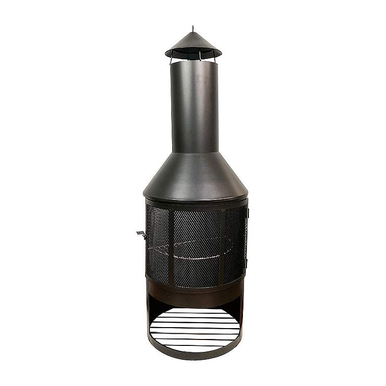 Image 1 Alumnus 52 inch High Black Wood Burning Outdoor Chimney/Fire Place