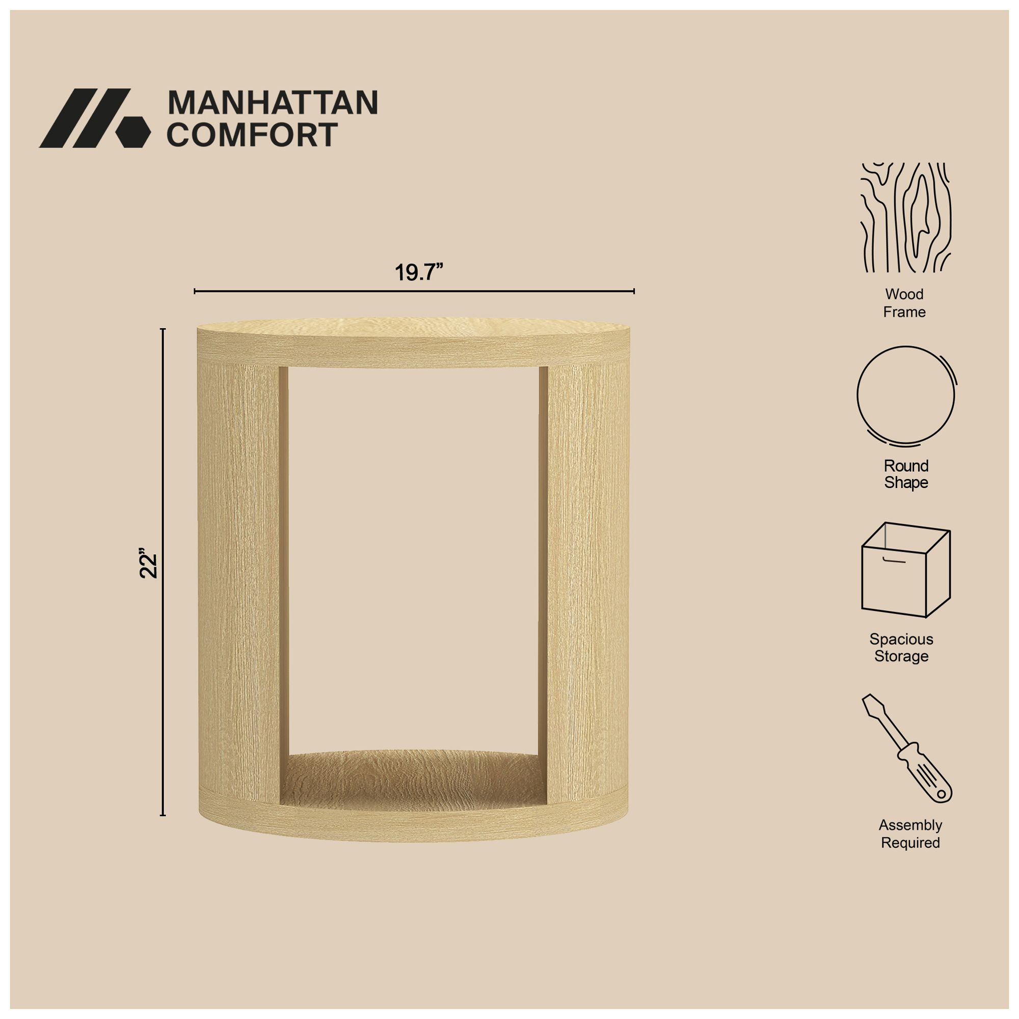 Image 5 Alure Contemporary 20"  End Table in Natural Oak more views