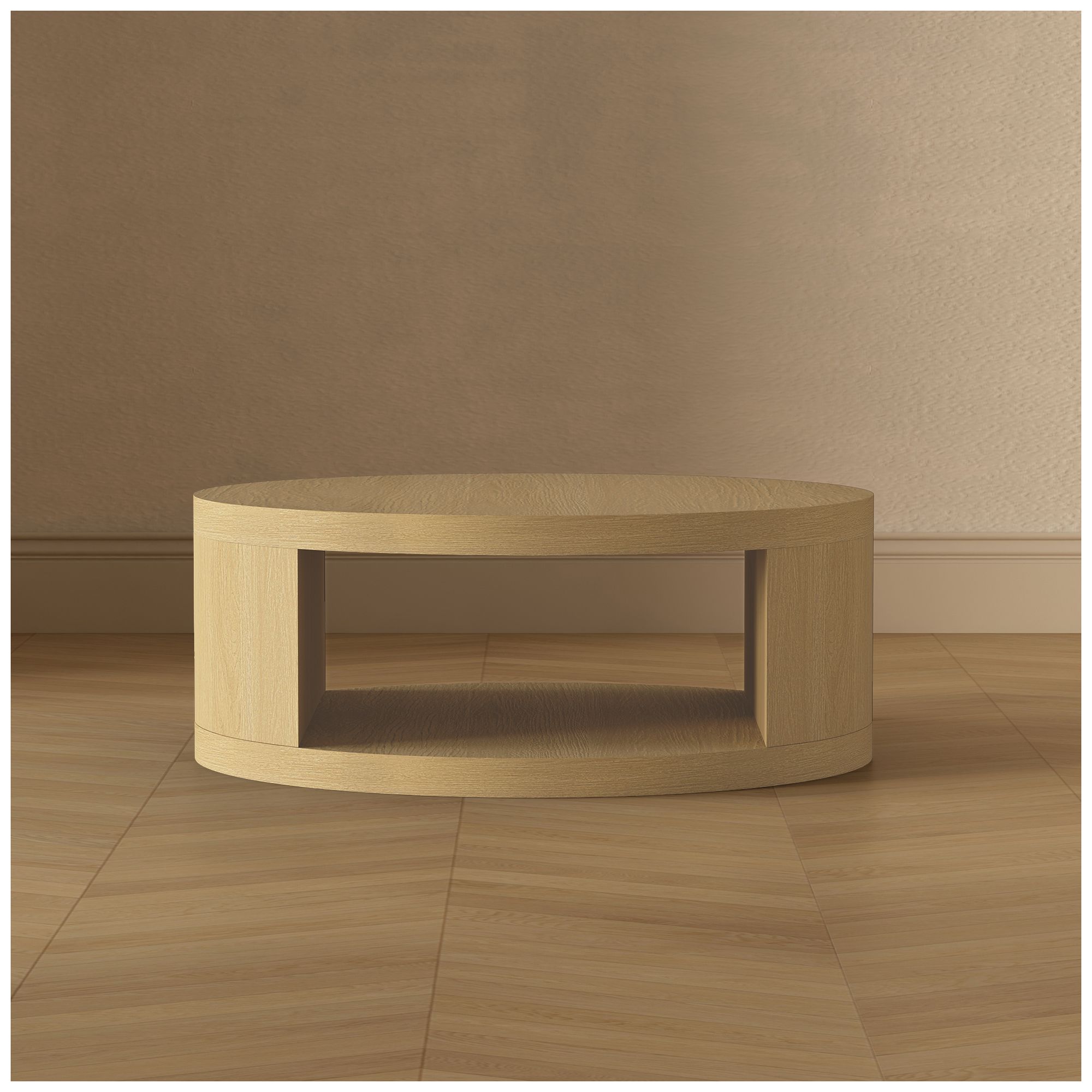 Alure Contemporary 36" Round Coffee Table in Natural Oak