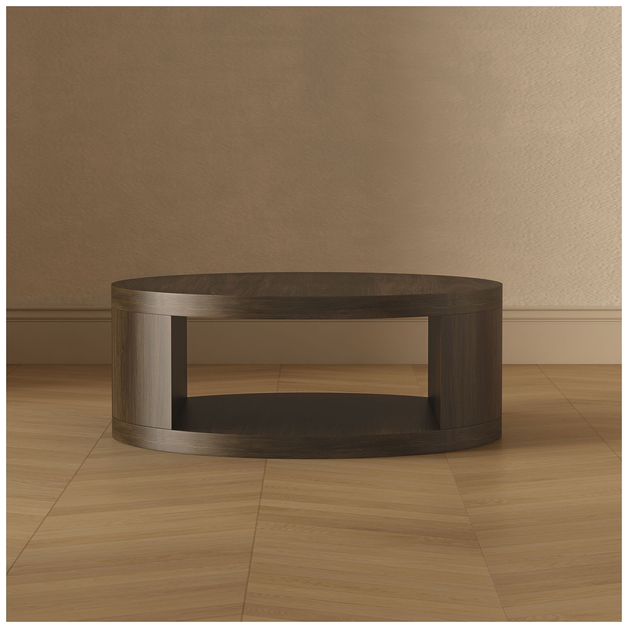 Alure Contemporary 36" Round Coffee Table in Walnut