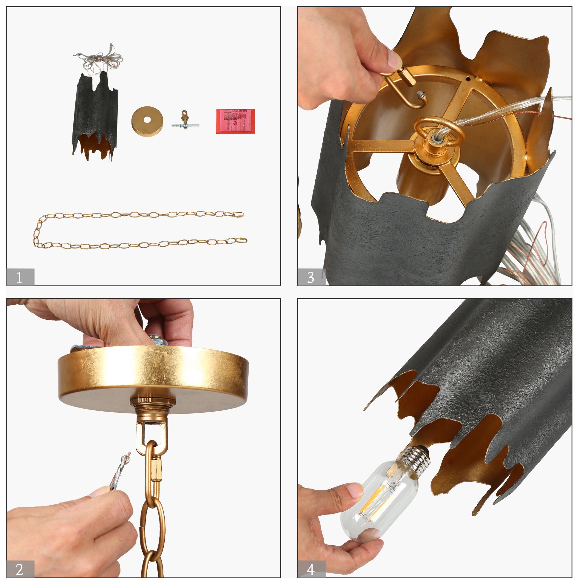 Alutal 1-Light Black Gold Pendant Light