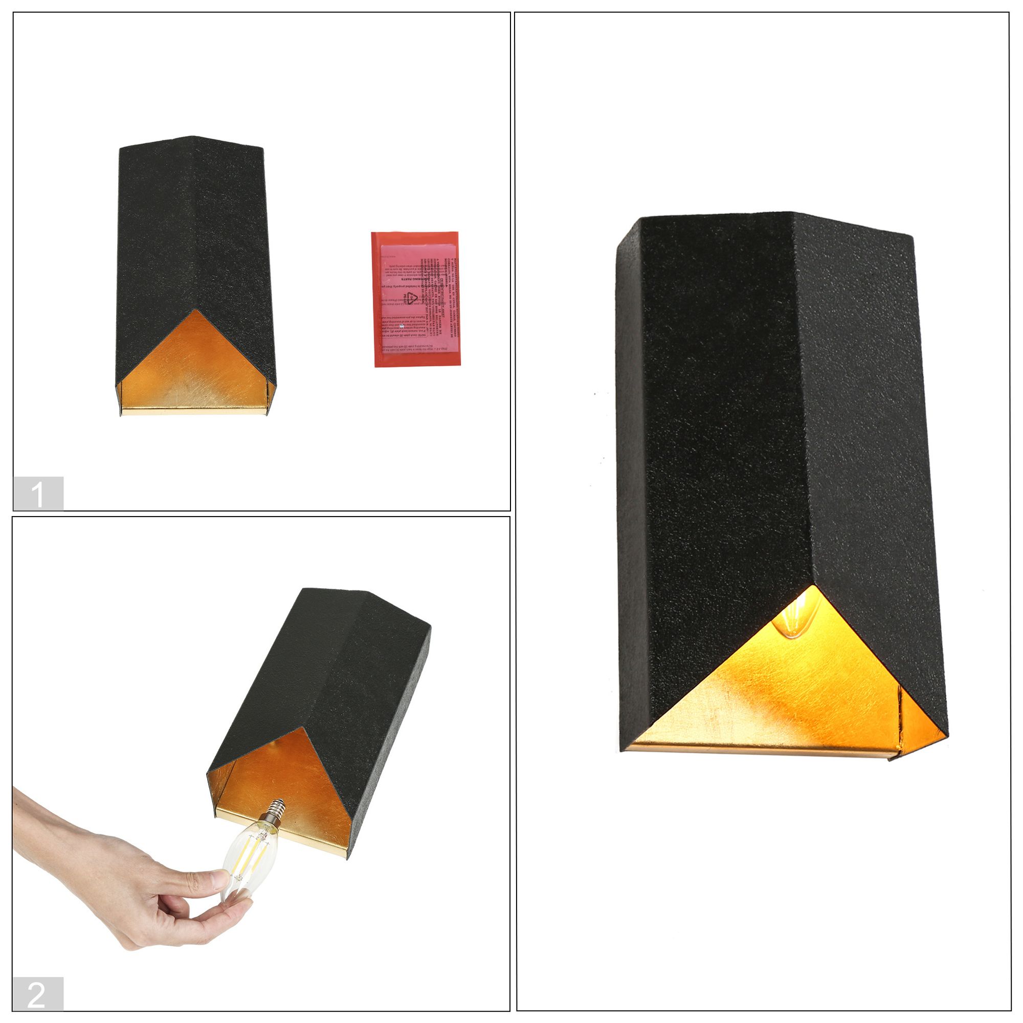 Alutal 1-Light Black Gold Wall Sconces