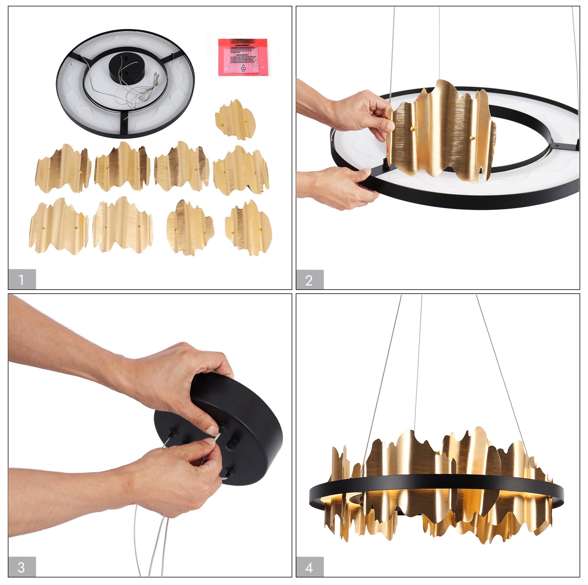 Alutal 1-Light Gold Black LED Chandelier