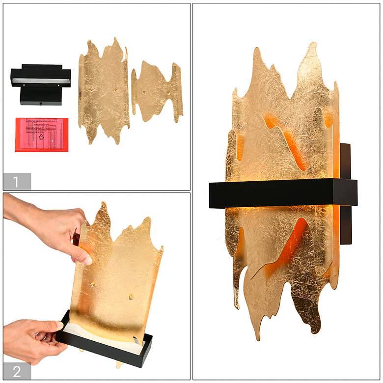 Image 7 Alutal 1-Light Gold Black LED Wall Sconces more views