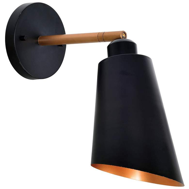 Image 1 Alvar 12" High Matte Black & Brass Wall Sconce