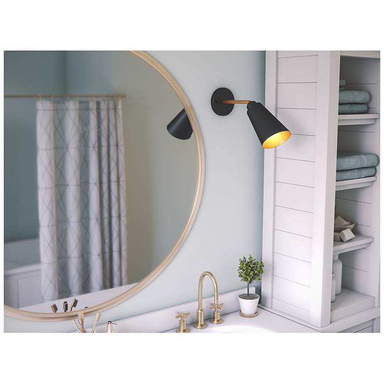 Image 6 Alvar 12" High Matte Black & Brass Wall Sconce more views