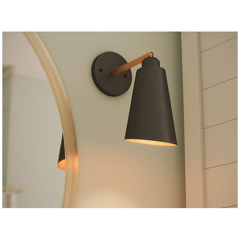 Image 7 Alvar 12" High Matte Black & Brass Wall Sconce more views