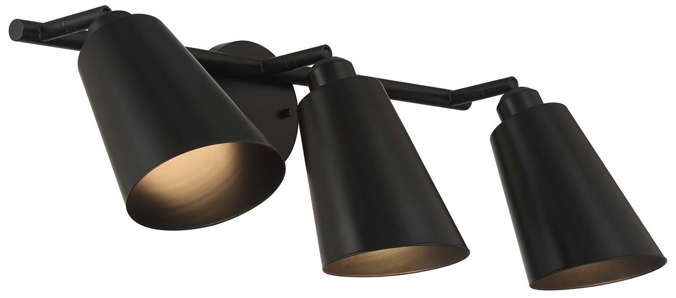 Image 4 Alvar 3-Light Matte Black Vanity Light more views