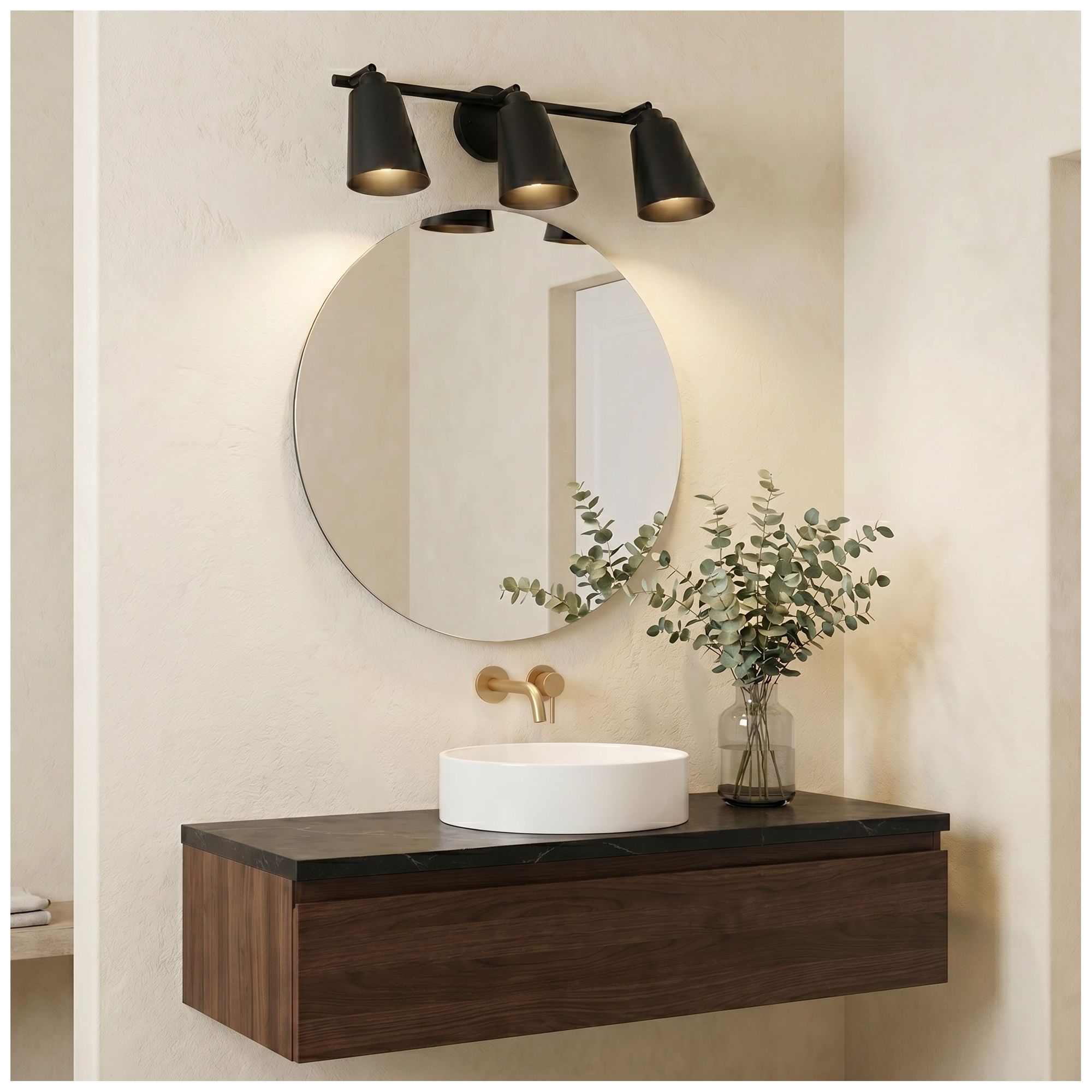 Image 7 Alvar 3-Light Matte Black Vanity Light more views