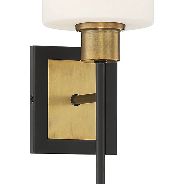 Image 2 Alvara 1-Light Wall Sconce in Matte Black with Warm Brass Accents more views