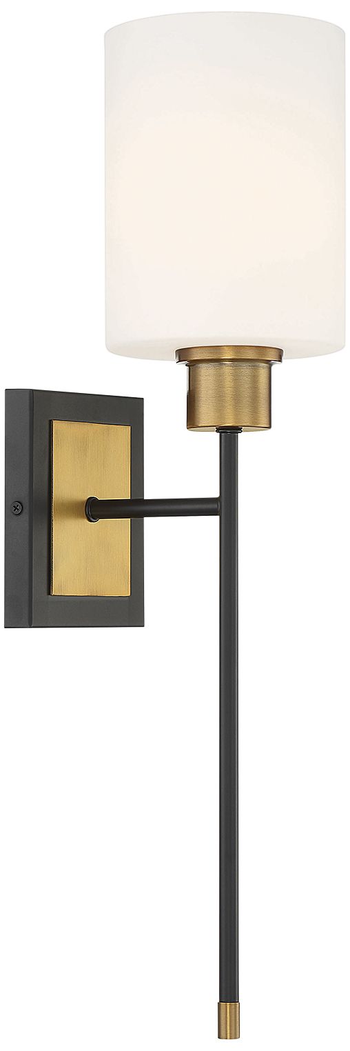 Image 4 Alvara 1-Light Wall Sconce in Matte Black with Warm Brass Accents more views