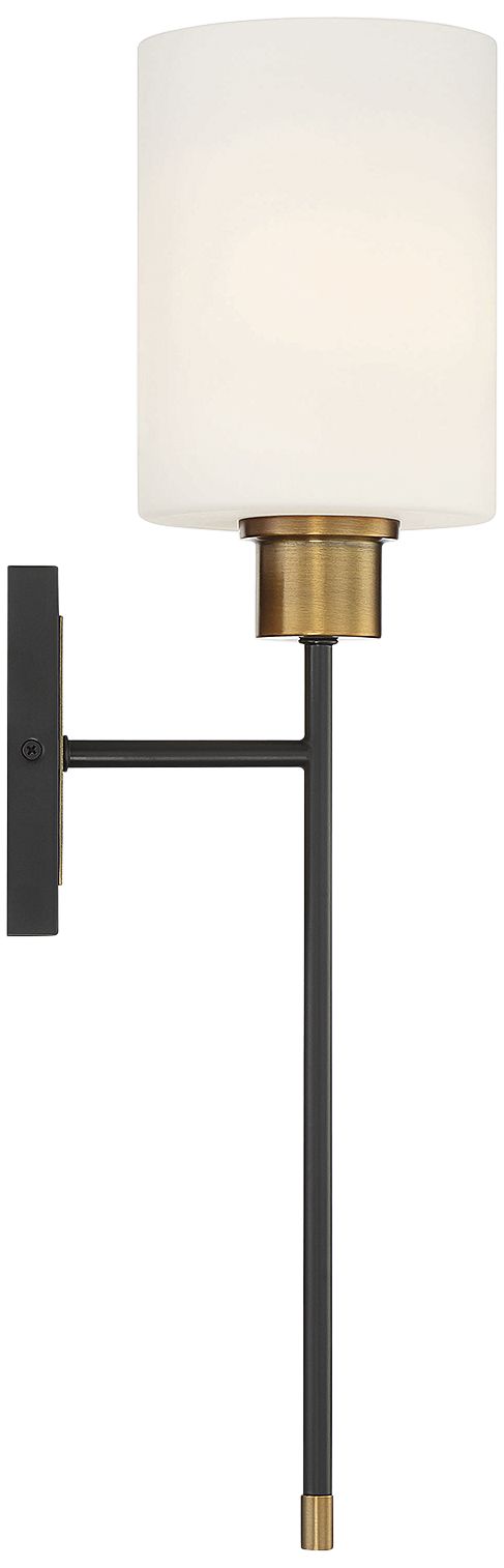 Image 5 Alvara 1-Light Wall Sconce in Matte Black with Warm Brass Accents more views
