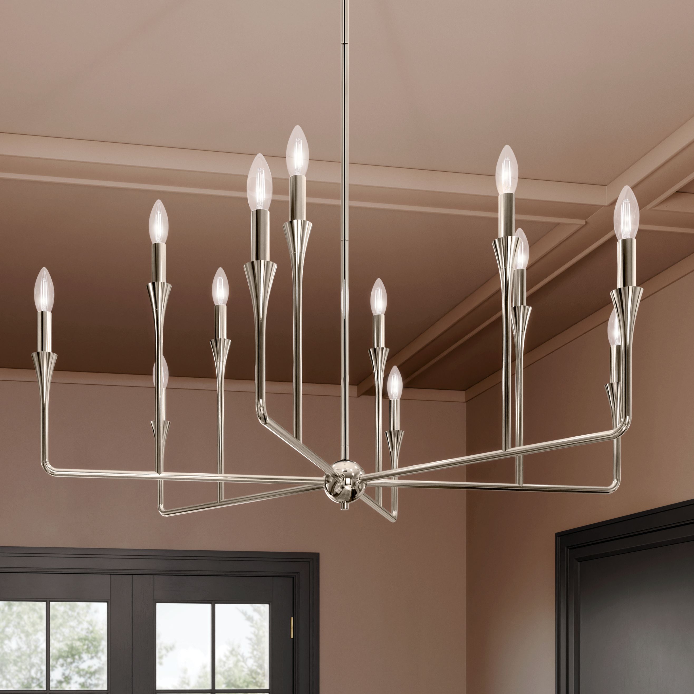 Thumbnail1 of Alvaro 39.75 Inch 12 Light Multi-Tier Chandelier in Polished Nickel