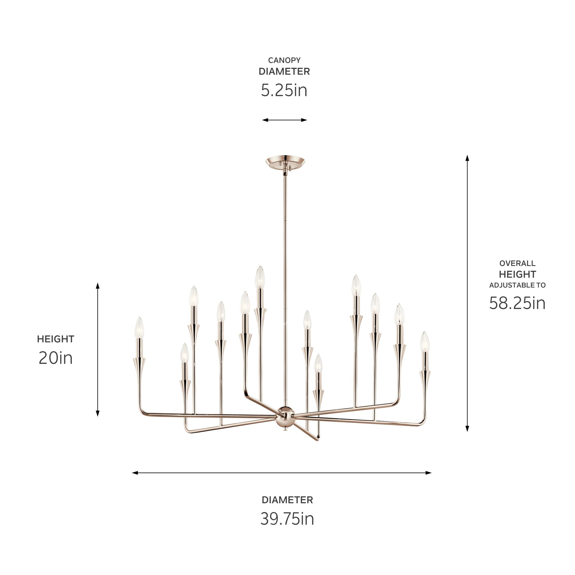 Alvaro 39.75 Inch 12 Light Multi-Tier Chandelier in Polished Nickel
