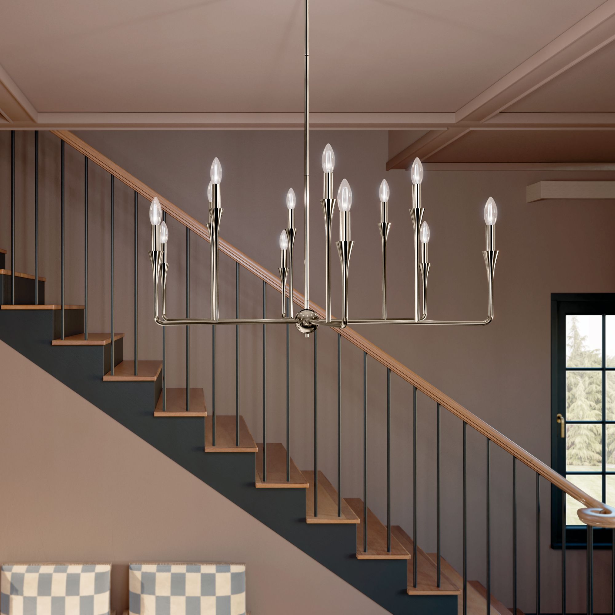 Alvaro 39.75 Inch 12 Light Multi-Tier Chandelier in Polished Nickel
