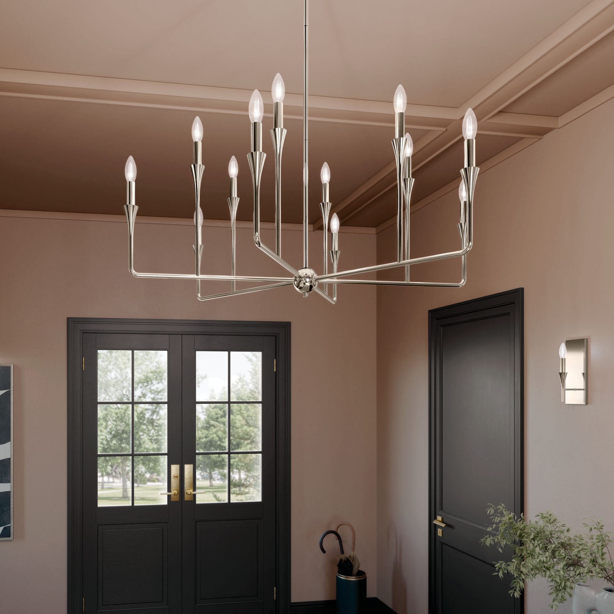 Alvaro 39.75 Inch 12 Light Multi-Tier Chandelier in Polished Nickel