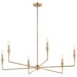 Alvaro 40 1/4" Wide Brushed Natural Brass 6-Light Chandelier
