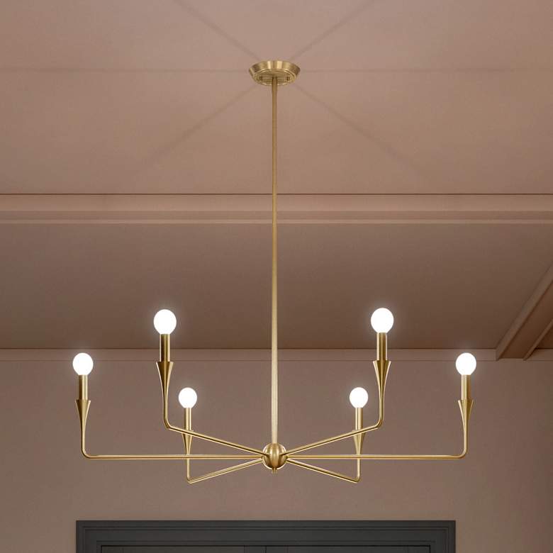 Image 1 Alvaro 40 1/4" Wide Brushed Natural Brass 6-Light Chandelier