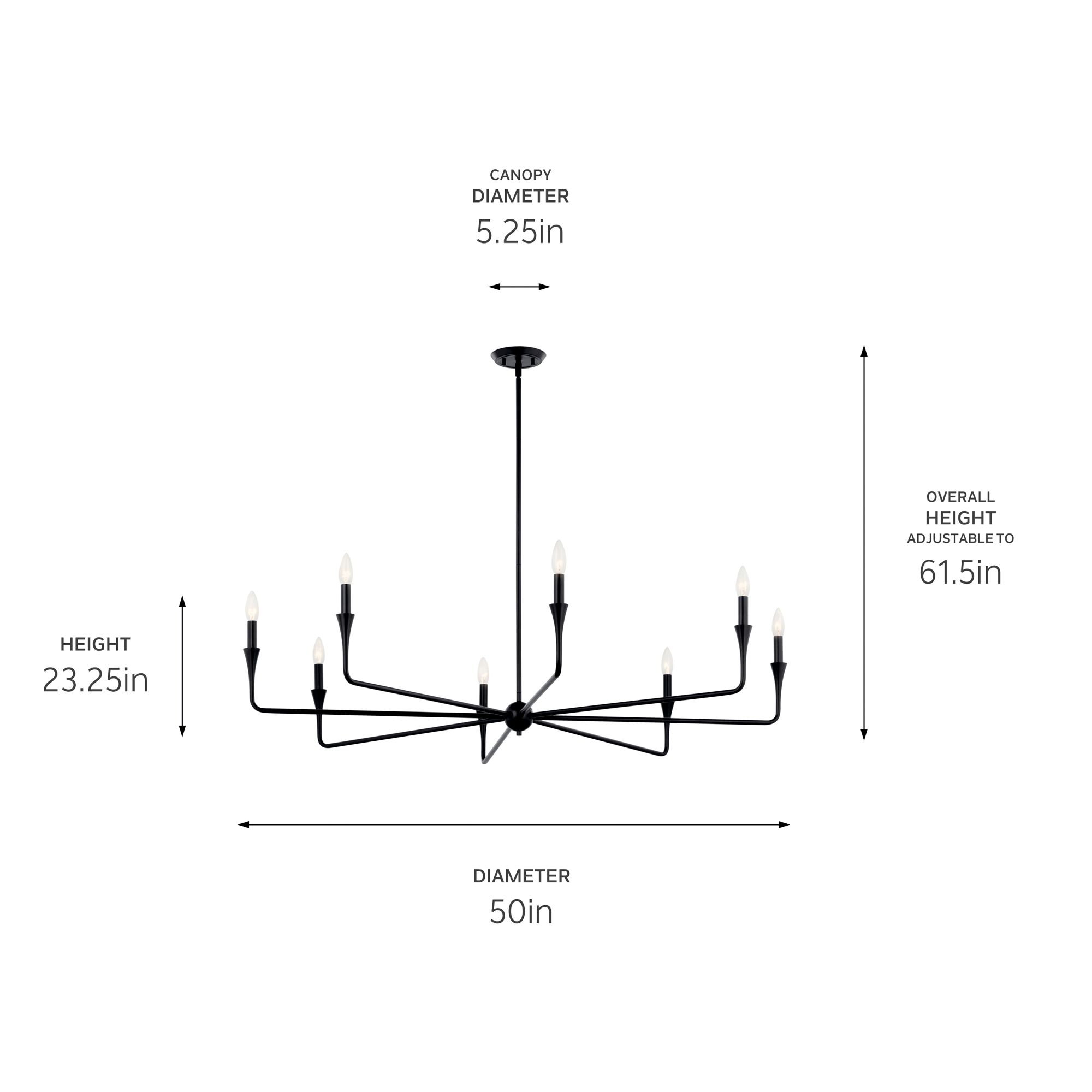 Image 6 Alvaro 50 Inch 8 Light Chandelier in Black more views