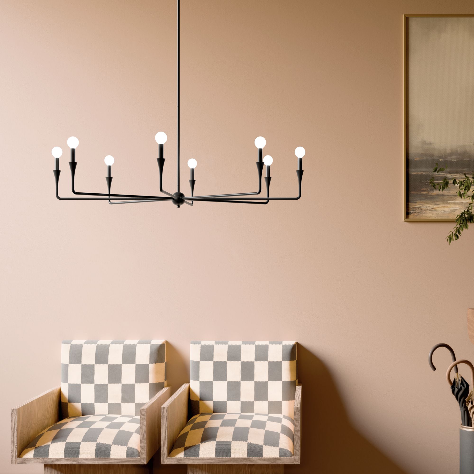 Image 7 Alvaro 50 Inch 8 Light Chandelier in Black more views