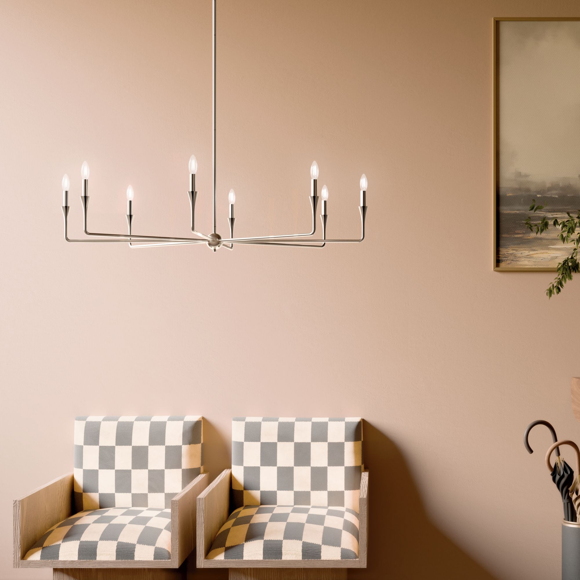 Image 6 Alvaro 50 Inch 8 Light Chandelier in Polished Nickel more views