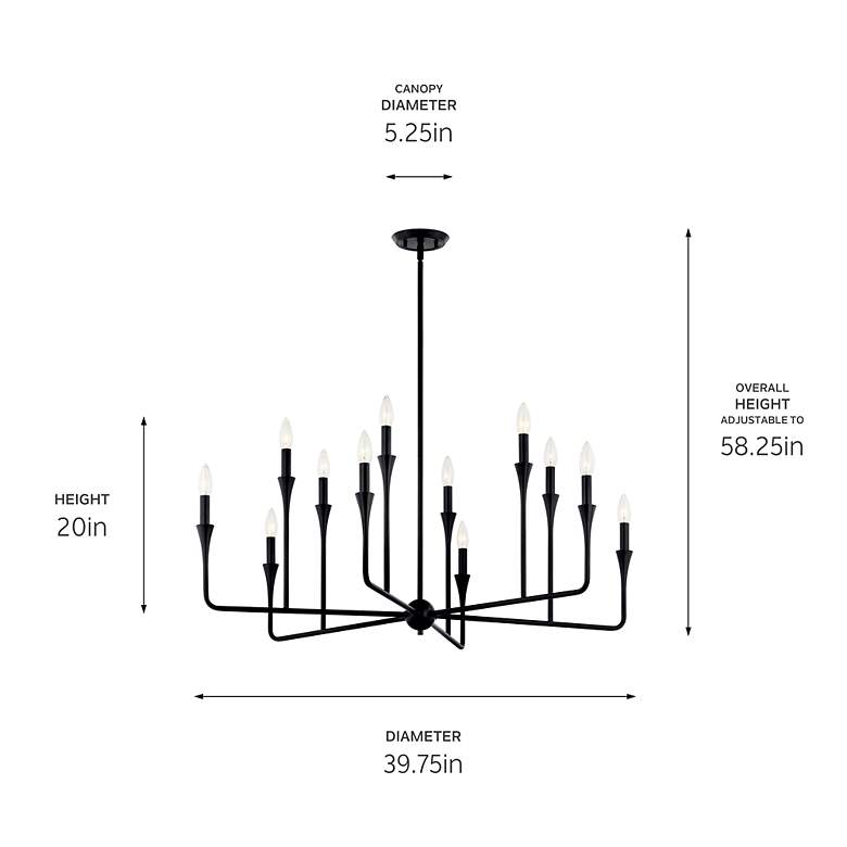 Image 6 Alvaro Black Chandelier 12Lt more views